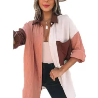 Women's Blouse Long Sleeve Blouses Streetwear Color Block main image 3