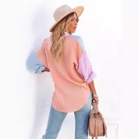Women's Blouse Long Sleeve Blouses Streetwear Color Block main image 5