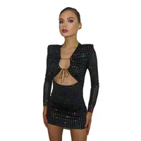 Women's Sheath Dress Sexy V Neck Long Sleeve Solid Color Above Knee Party Bar main image 5