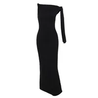Women's Sheath Dress Sexy Oblique Collar Ribbon Sleeveless Solid Color Maxi Long Dress Party Date Bar main image 5