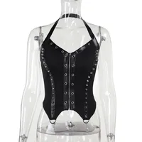 Women's Halter Crisscross Tank Tank Tops Punk Solid Color sku image 3