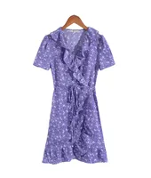 Women's Regular Dress Streetwear V Neck Short Sleeve Ditsy Floral Above Knee Holiday Daily sku image 3