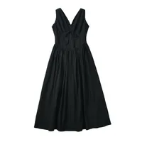 Women's Regular Dress Streetwear V Neck Printing Backless Sleeveless Solid Color Midi Dress Holiday Daily main image 3
