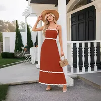 Women's Strap Dress Simple Style Strap Backless Sleeveless Color Block Midi Dress Holiday Daily main image 4