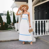 Women's Strap Dress Simple Style Strap Backless Sleeveless Color Block Midi Dress Holiday Daily main image 3