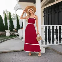 Women's Strap Dress Simple Style Strap Backless Sleeveless Color Block Midi Dress Holiday Daily main image 2