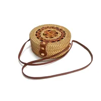 Women's Large Pu Leather Geometric Vintage Style Ethnic Style Flip Cover Straw Bag sku image 46