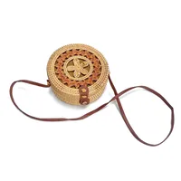 Women's Large Pu Leather Geometric Vintage Style Ethnic Style Flip Cover Straw Bag sku image 45