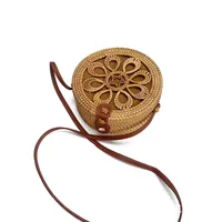 Women's Large Pu Leather Geometric Vintage Style Ethnic Style Flip Cover Straw Bag sku image 48