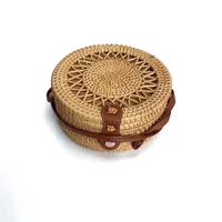 Women's Large Pu Leather Geometric Vintage Style Ethnic Style Flip Cover Straw Bag sku image 43