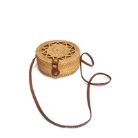 Women's Large Pu Leather Geometric Vintage Style Ethnic Style Flip Cover Straw Bag sku image 56