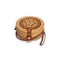 Women's Large Pu Leather Geometric Vintage Style Ethnic Style Flip Cover Straw Bag sku image 55