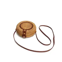 Women's Large Pu Leather Geometric Vintage Style Ethnic Style Flip Cover Straw Bag sku image 11