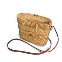 Women's Large Pu Leather Geometric Vintage Style Ethnic Style Flip Cover Straw Bag sku image 61