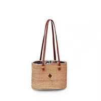 Women's Large Pu Leather Geometric Vintage Style Ethnic Style Flip Cover Straw Bag sku image 62