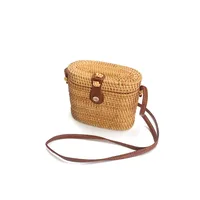 Women's Large Pu Leather Geometric Vintage Style Ethnic Style Flip Cover Straw Bag sku image 60