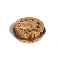 Women's Large Pu Leather Geometric Vintage Style Ethnic Style Flip Cover Straw Bag sku image 59