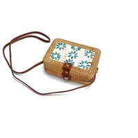 Women's Large Pu Leather Geometric Vintage Style Ethnic Style Flip Cover Straw Bag sku image 18
