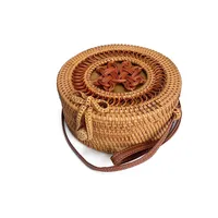 Women's Large Pu Leather Geometric Vintage Style Ethnic Style Flip Cover Straw Bag sku image 58