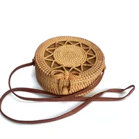 Women's Large Pu Leather Geometric Vintage Style Ethnic Style Flip Cover Straw Bag sku image 53