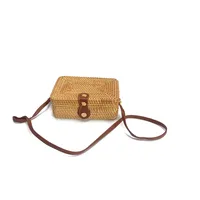 Women's Large Pu Leather Geometric Vintage Style Ethnic Style Flip Cover Straw Bag sku image 13
