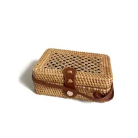 Women's Large Pu Leather Geometric Vintage Style Ethnic Style Flip Cover Straw Bag sku image 52