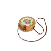 Women's Large Pu Leather Geometric Vintage Style Ethnic Style Flip Cover Straw Bag sku image 31