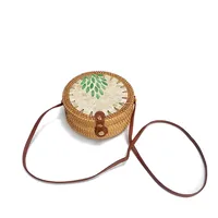 Women's Large Pu Leather Geometric Vintage Style Ethnic Style Flip Cover Straw Bag sku image 24