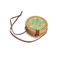 Women's Large Pu Leather Geometric Vintage Style Ethnic Style Flip Cover Straw Bag sku image 32