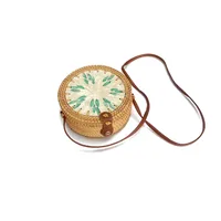 Women's Large Pu Leather Geometric Vintage Style Ethnic Style Flip Cover Straw Bag sku image 38