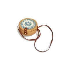 Women's Large Pu Leather Geometric Vintage Style Ethnic Style Flip Cover Straw Bag sku image 34