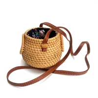 Women's Large Pu Leather Geometric Vintage Style Ethnic Style Flip Cover Straw Bag sku image 5