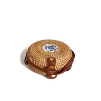 Women's Large Pu Leather Geometric Vintage Style Ethnic Style Flip Cover Straw Bag sku image 14