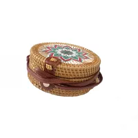 Women's Large Pu Leather Geometric Vintage Style Ethnic Style Flip Cover Straw Bag sku image 17