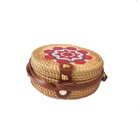 Women's Large Pu Leather Geometric Vintage Style Ethnic Style Flip Cover Straw Bag sku image 16