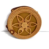 Women's Large Pu Leather Geometric Vintage Style Ethnic Style Flip Cover Straw Bag sku image 20