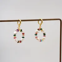 1 Pair Vintage Style Simple Style Geometric Beaded Natural Stone Freshwater Pearl Copper Gold Plated Drop Earrings main image 1