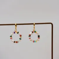 1 Pair Vintage Style Simple Style Geometric Beaded Natural Stone Freshwater Pearl Copper Gold Plated Drop Earrings main image 3