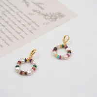 1 Pair Vintage Style Simple Style Geometric Beaded Natural Stone Freshwater Pearl Copper Gold Plated Drop Earrings main image 5