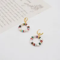 1 Pair Vintage Style Simple Style Geometric Beaded Natural Stone Freshwater Pearl Copper Gold Plated Drop Earrings main image 2