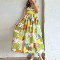 Women's Strap Dress Vacation Collarless Printing Sleeveless Printing Maxi Long Dress Holiday Beach main image 2