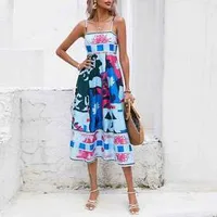 Women's Strap Dress Vacation Collarless Printing Sleeveless Printing Maxi Long Dress Holiday Beach main image 4