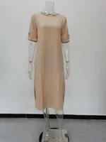 Women's A-line Skirt Vintage Style Round Neck Patchwork 3/4 Length Sleeve Solid Color Maxi Long Dress Street main image 6