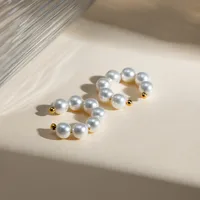 1 Pair IG Style Simple Style C Shape Pearl 304 Stainless Steel 18K Gold Plated Ear Cuffs main image 1