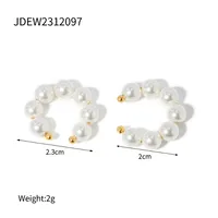 1 Pair IG Style Simple Style C Shape Pearl 304 Stainless Steel 18K Gold Plated Ear Cuffs main image 5
