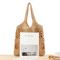 Unisex Large Paper Geometric Streetwear Zipper Straw Bag main image 2