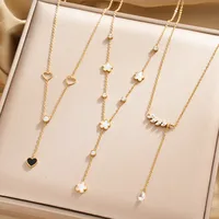 304 Stainless Steel 18K Gold Plated IG Style Modern Style Classic Style Tassel Star Heart Shape Pendant Necklace main image 2