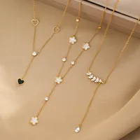 304 Stainless Steel 18K Gold Plated IG Style Modern Style Classic Style Tassel Star Heart Shape Pendant Necklace main image 1