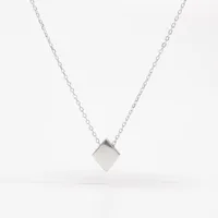 925 Sterling Silver Water Plating Zircon Plating Inlay Round Square Pendant Necklace main image 4