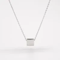925 Sterling Silver Water Plating Zircon Plating Inlay Round Square Pendant Necklace main image 2